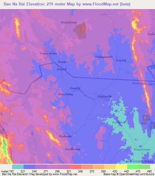Ban Na Rai,Thailand Elevation Map