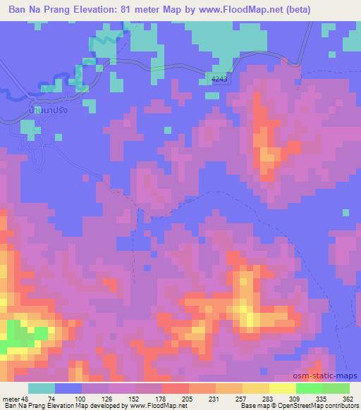 Ban Na Prang,Thailand Elevation Map