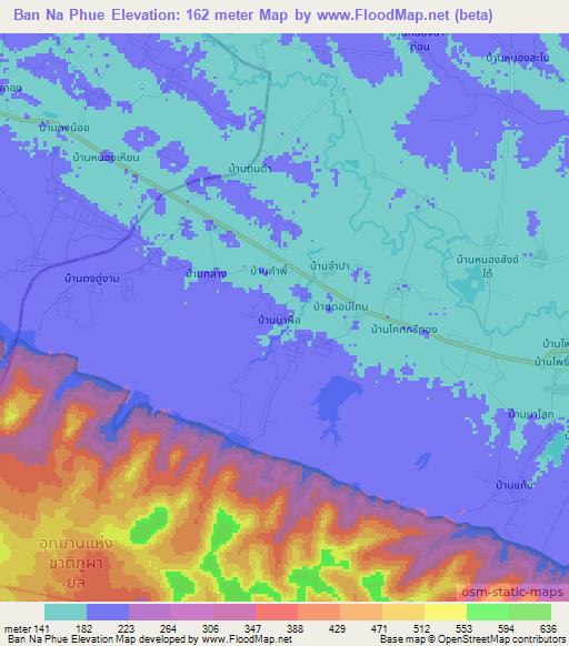 Ban Na Phue,Thailand Elevation Map