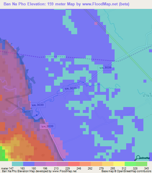 Ban Na Pho,Thailand Elevation Map