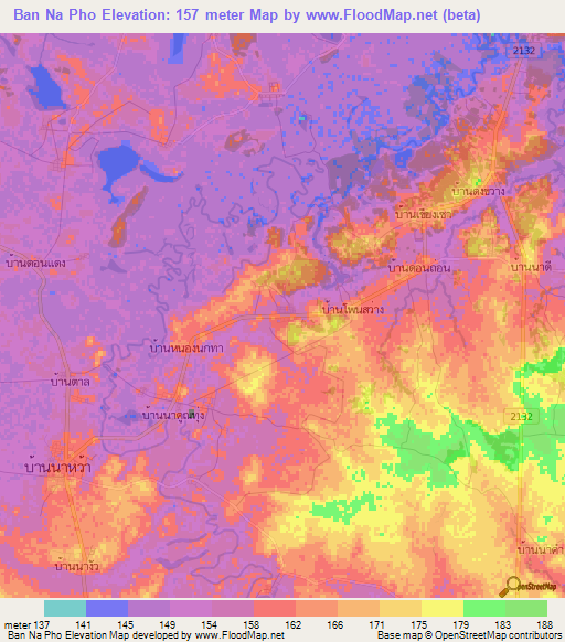 Ban Na Pho,Thailand Elevation Map