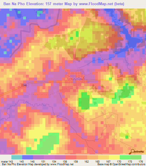 Ban Na Pho,Thailand Elevation Map