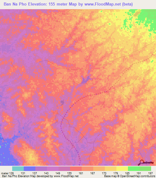 Ban Na Pho,Thailand Elevation Map