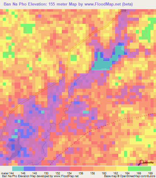 Ban Na Pho,Thailand Elevation Map