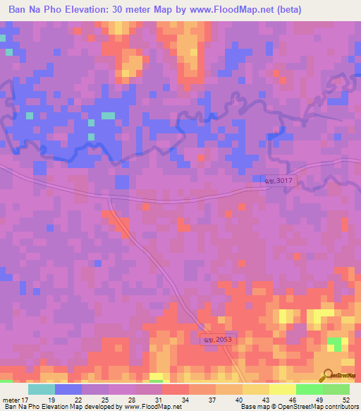Ban Na Pho,Thailand Elevation Map