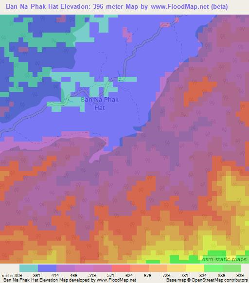 Ban Na Phak Hat,Thailand Elevation Map