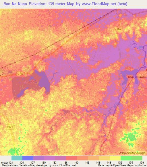 Ban Na Nuan,Thailand Elevation Map