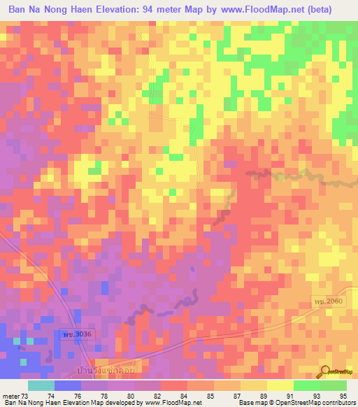 Ban Na Nong Haen,Thailand Elevation Map