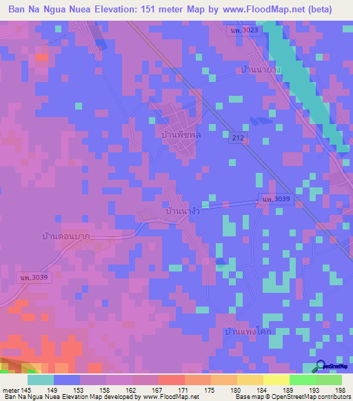 Ban Na Ngua Nuea,Thailand Elevation Map