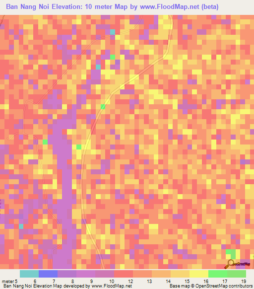 Ban Nang Noi,Thailand Elevation Map