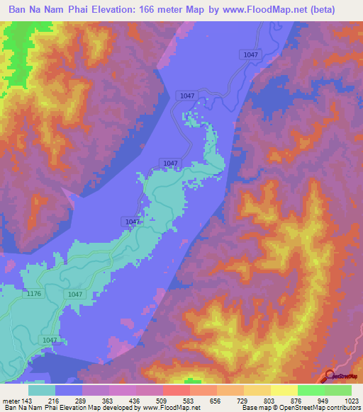 Ban Na Nam Phai,Thailand Elevation Map