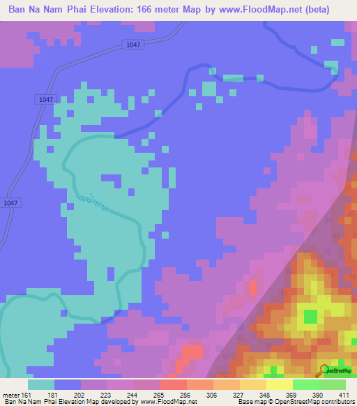 Ban Na Nam Phai,Thailand Elevation Map