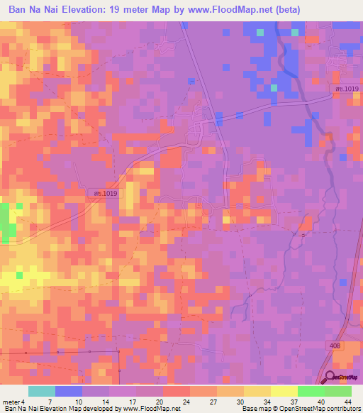 Ban Na Nai,Thailand Elevation Map
