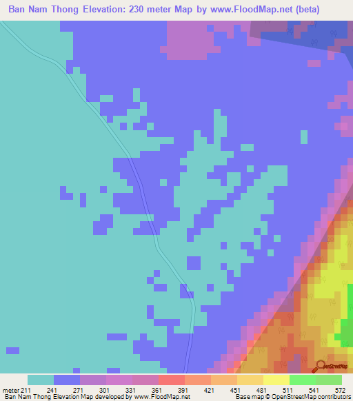 Ban Nam Thong,Thailand Elevation Map