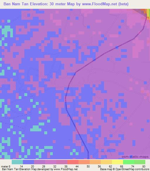 Ban Nam Tan,Thailand Elevation Map