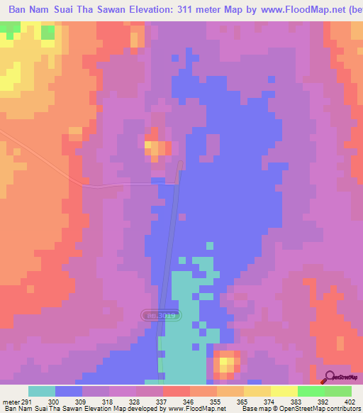 Ban Nam Suai Tha Sawan,Thailand Elevation Map