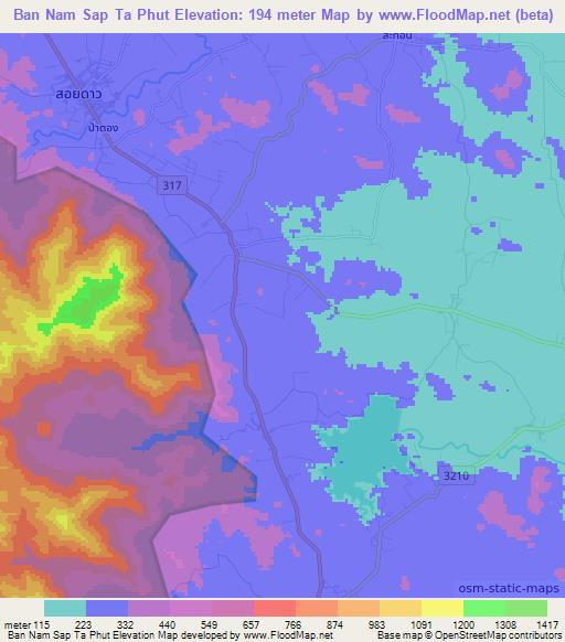 Ban Nam Sap Ta Phut,Thailand Elevation Map