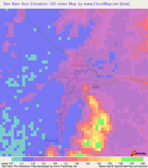 Ban Nam Ron,Thailand Elevation Map
