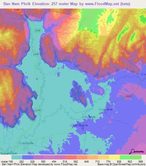 Ban Nam Phrik,Thailand Elevation Map