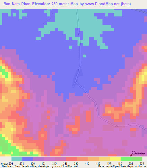 Ban Nam Phan,Thailand Elevation Map