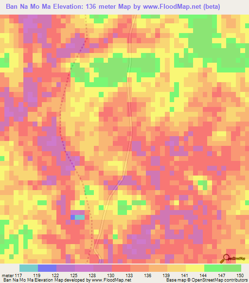 Ban Na Mo Ma,Thailand Elevation Map