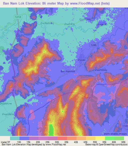 Ban Nam Lok,Thailand Elevation Map