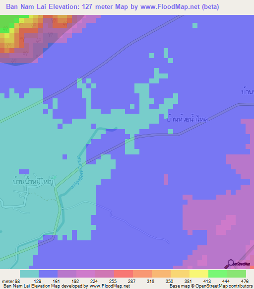 Ban Nam Lai,Thailand Elevation Map