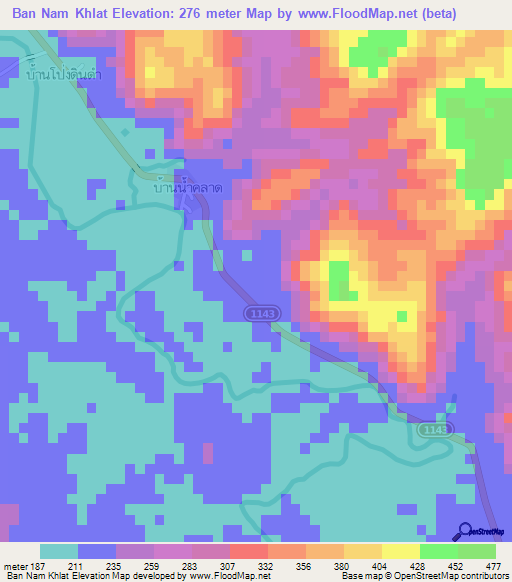 Ban Nam Khlat,Thailand Elevation Map