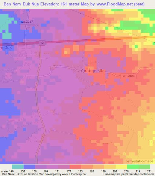 Ban Nam Duk Nua,Thailand Elevation Map