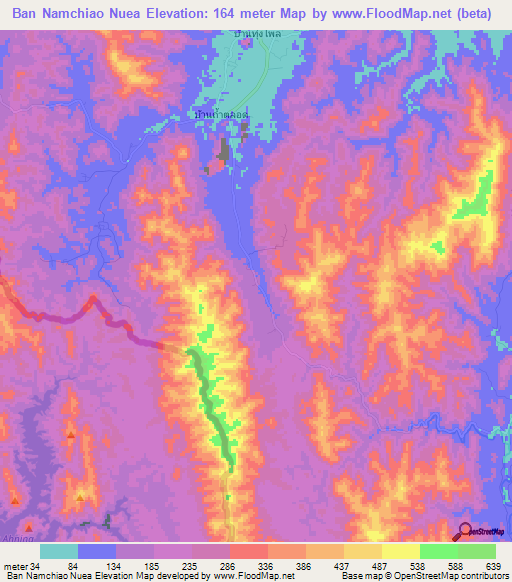 Ban Namchiao Nuea,Thailand Elevation Map
