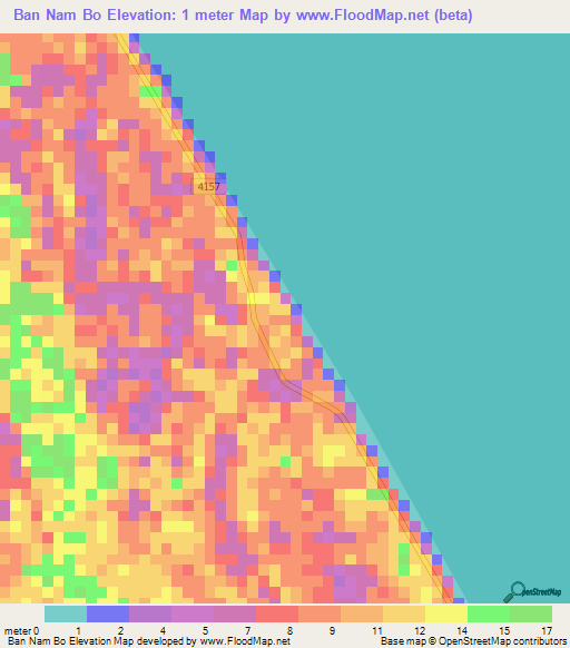 Ban Nam Bo,Thailand Elevation Map