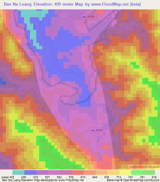 Ban Na Luang,Thailand Elevation Map