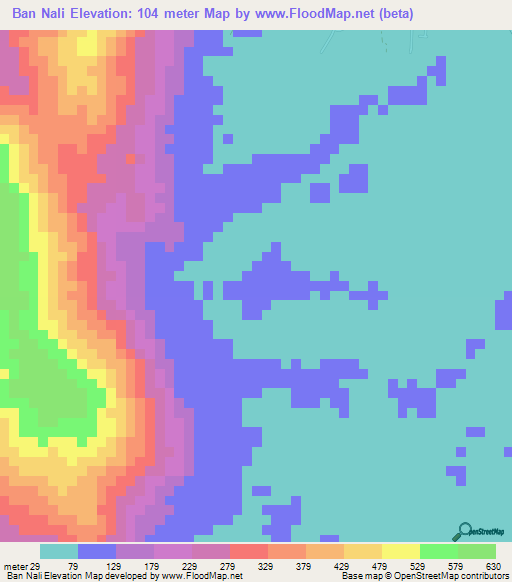 Ban Nali,Thailand Elevation Map
