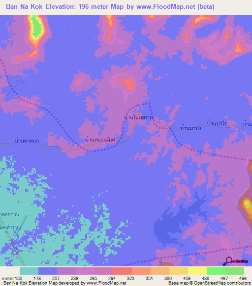 Ban Na Kok,Thailand Elevation Map