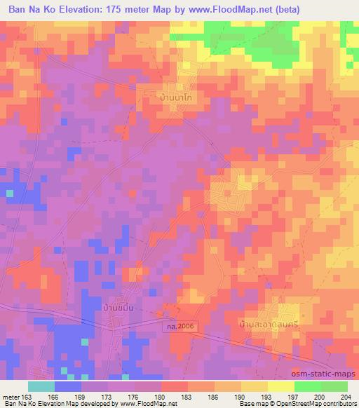 Ban Na Ko,Thailand Elevation Map