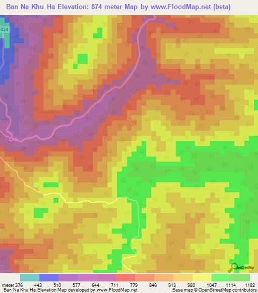 Ban Na Khu Ha,Thailand Elevation Map