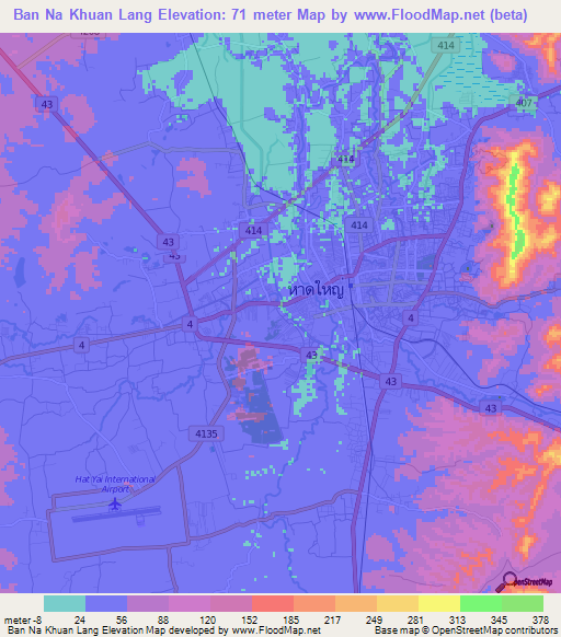 Ban Na Khuan Lang,Thailand Elevation Map