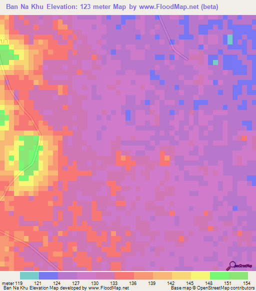 Ban Na Khu,Thailand Elevation Map