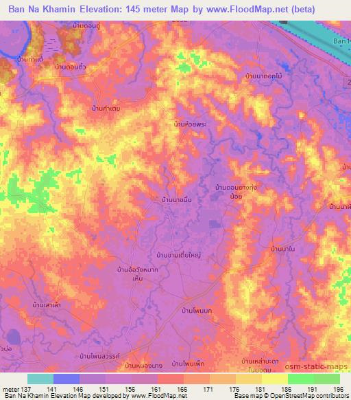 Ban Na Khamin,Thailand Elevation Map