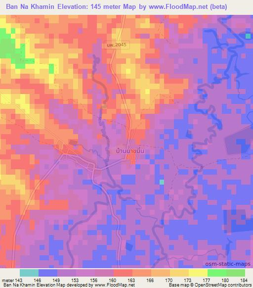 Ban Na Khamin,Thailand Elevation Map