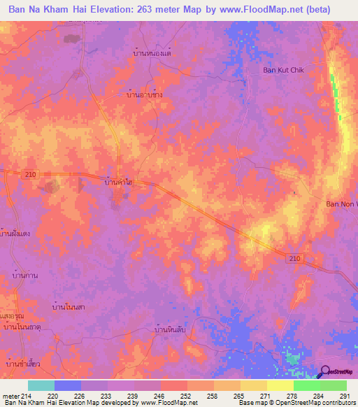 Ban Na Kham Hai,Thailand Elevation Map