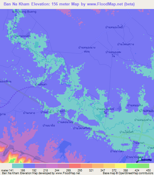Ban Na Kham,Thailand Elevation Map