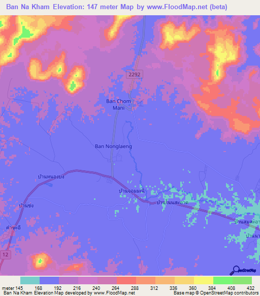 Ban Na Kham,Thailand Elevation Map