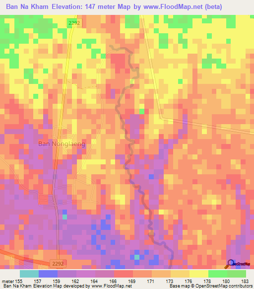 Ban Na Kham,Thailand Elevation Map