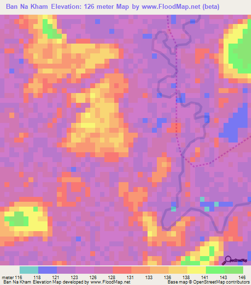 Ban Na Kham,Thailand Elevation Map
