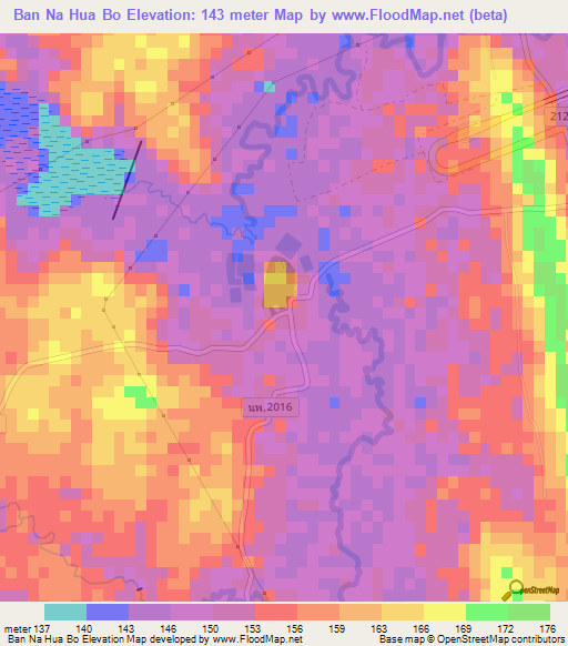 Ban Na Hua Bo,Thailand Elevation Map