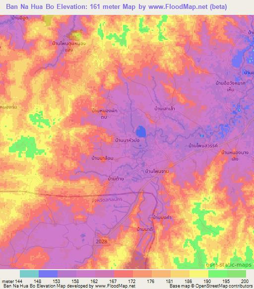 Ban Na Hua Bo,Thailand Elevation Map