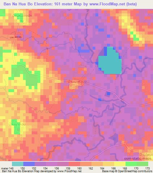 Ban Na Hua Bo,Thailand Elevation Map