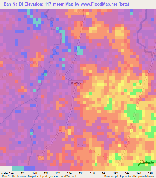 Ban Na Di,Thailand Elevation Map
