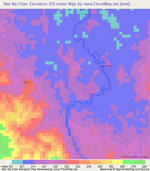 Ban Na Chan,Thailand Elevation Map